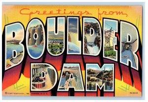 c1930's Greetings From Boulder Dam Nevada NV, Large Letters Vintage Postcard