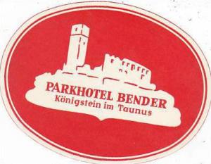 GERMANY KOENIGSTEIN PARKHOTEL BENDER VINATGE LUGGAGE LABEL