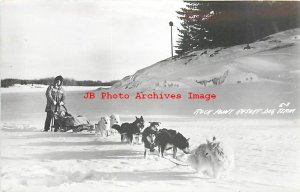 MN, Kabetogama, Minnesota, RPPC, Rock Point Resort, Dog Team Sled, Cook No E-3