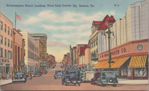 Postcard Northampton Street Looking West from Center Square Easton PA