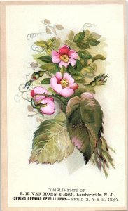 c1880 R H VAN HORN & BRO LAMBERTVILLE NJ MILLINERY OPENING TRADE CARD 40-148