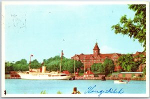 VINTAGE POSTCARD THE KING'S YACHT SONDERBURG IN PORT IN DENMARK POSTED 1961