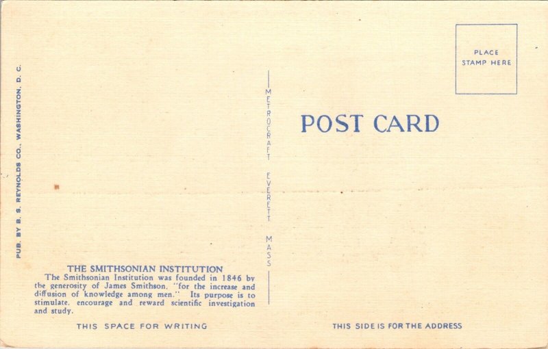 Smithsonian Institution Washington DC Linen Postcard VTG UNP Vintage Unused 