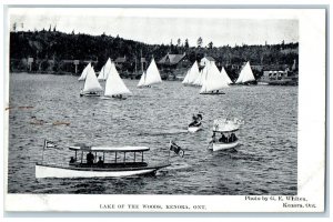 c1930's Lake of the Woods Kenora Ontario Canada Sailboats Vintage Postcard