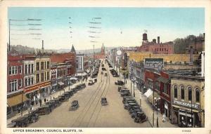 Council Bluffs Iowa Upper Broadway Birdseye View Antique Postcard K28496