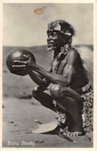 RPPC ZULU STUDY CAPE TOWN SOUTH AFRICA REAL PHOTO POSTCARD