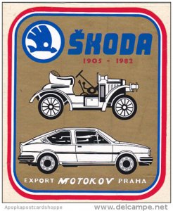 1905 - 1982 SKODA AUTO MANUFACTURING LABEL CZECHOSLOVAKIA