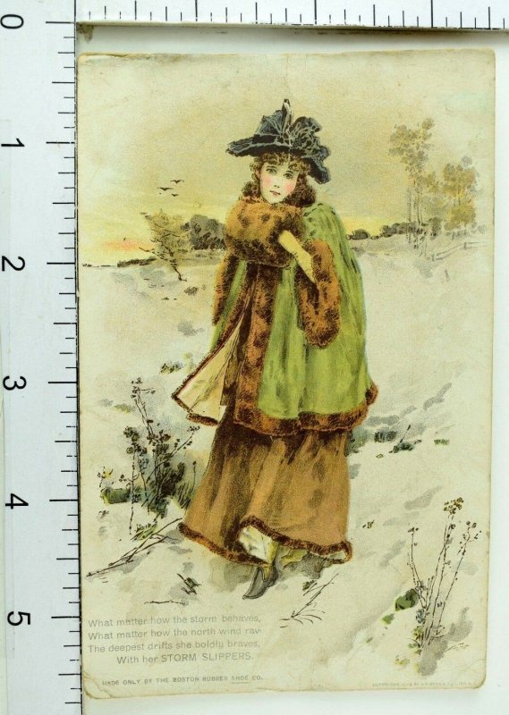 From The World's Fair Exhibit of Boston Rubber Shoe Co, Victorian Trade Card F90