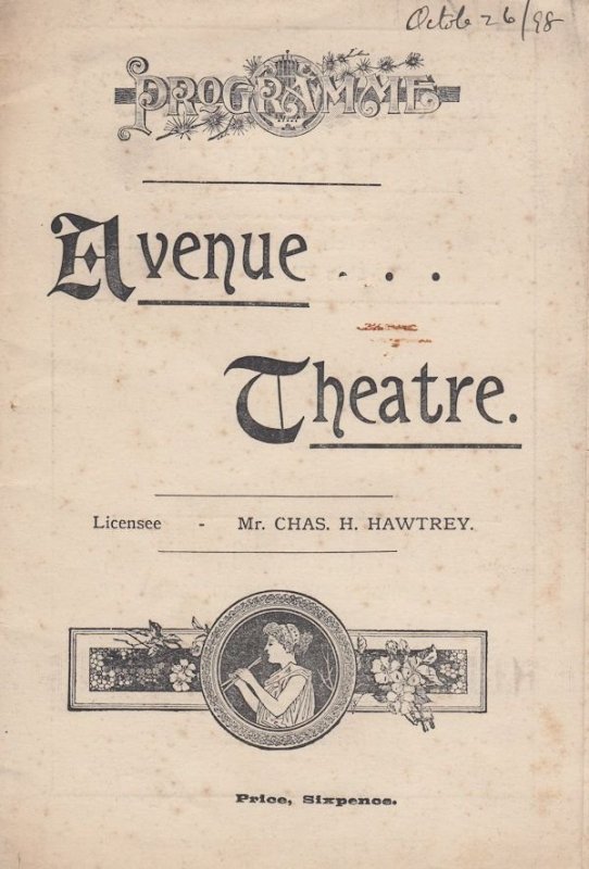 Lord & Lady Algy Mayfair London Victorian Comedy Avenue Theatre Programme