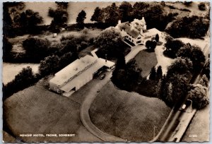 VINTAGE POSTCARD CONTINENTAL SIZE AERIAL VIEW MENFRIP HOTEL FROME SOMERSET RPPC