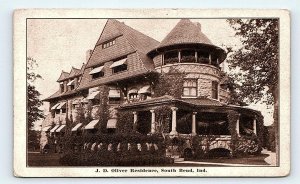 SOUTH BEND, IN Indiana J D OLIVER RESIDENCE 1910  St. Joseph County Postcard
