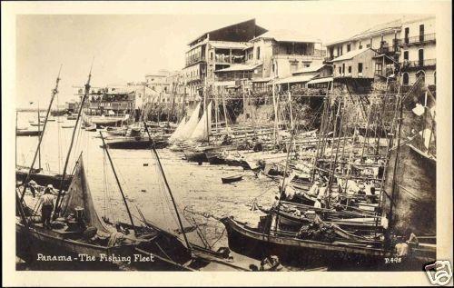 panama, The Fishing Fleet (1930s) RPPC