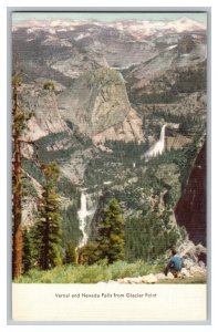 Postcard Vernal & Nevada Falls Vintage Standard View Card Yosemite National Park 