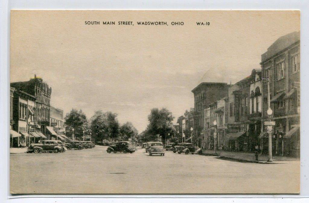 South Main Street Cars Wadsworth Ohio 1940s postcard United States