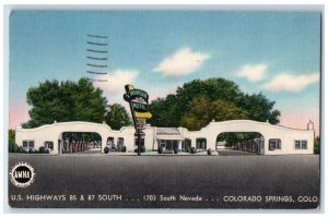 1957 Mountain View Motel Colorado Springs Colorado CO AMHA Postcard