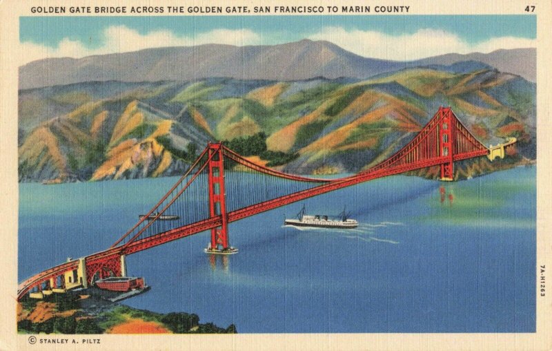Postcard Golden Gate Across the Golden Gate San Francisco California
