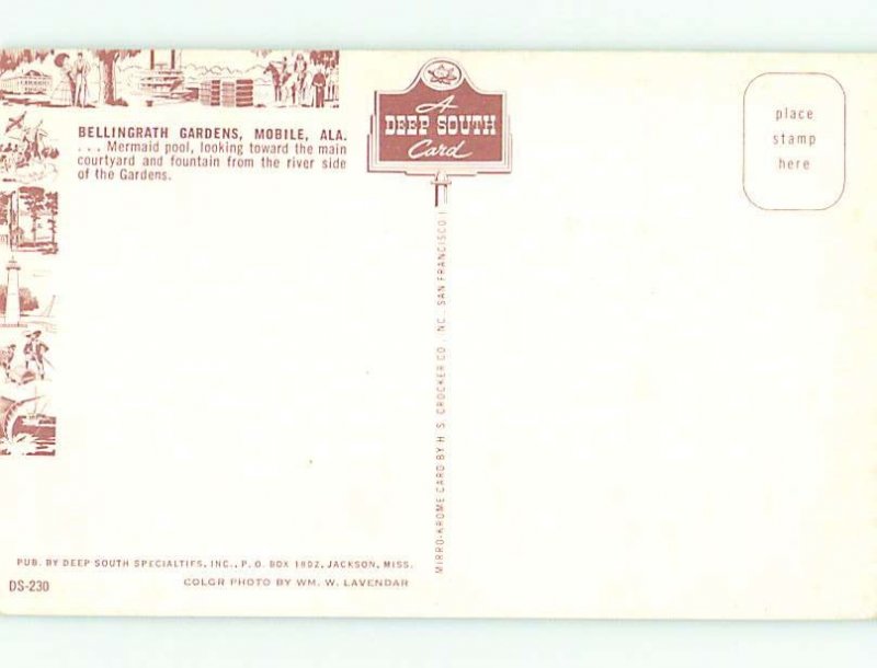 Unused Pre-1980 STATUE IN FLOWERS AT BELLINGRATH GARDENS Mobile Alabama AL t4991