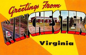 LPD25 Winchester Virginia  Large Letters Postcard Chrome Finish
