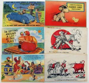 T1918           COMIC    POSTCARD LOT,      6  CARDS