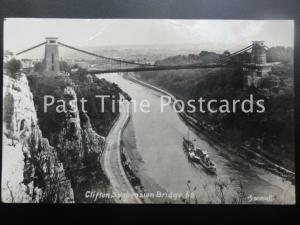 c1931 RP - Clifton Suspension Bridge, showing steam boat - by Garratt