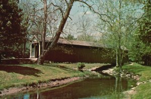 Vintage Postcard Vermont Covered Bridge Over Kokomo Creek Highland Park Indiana