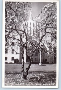 Salem Oregon OR Postcard RPPC Photo Springtime At The State Capitol Smith c1910s