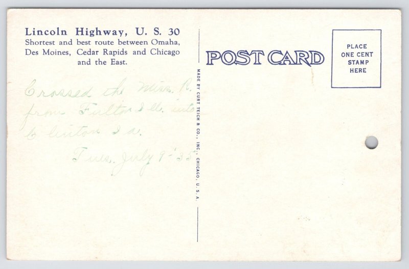 Shortest Route~16 Miles Less Btwn Cedar Rapids & Chicago~Lincoln Hwy Bridge~Vtg
