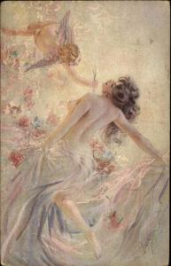 Fantasy - Ethereal Nude Woman & Cherub A/S c1910 Postcard