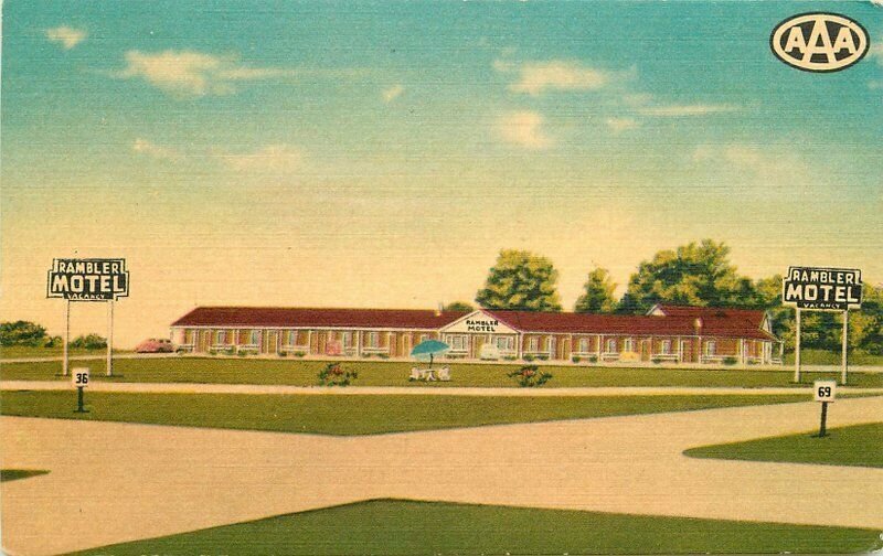 Cameron Missouri Rambler Motel MWM Company Postcard interior 10450