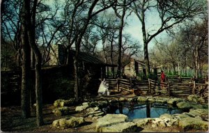 Vtg Fort Worth TX Texas Log Cabin Village Forest Park 1970s Chome View Postcard