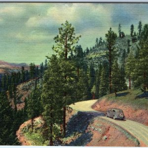 c1940s Las Vegas / Santa Fe, NM Pecos River Drive Pecos Town Baldy Linen PC A329