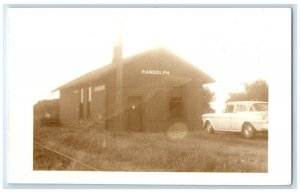 c1960 Randolph Iowa IA Railroad Vintage Train Depot Station RPPC Photo Postcard