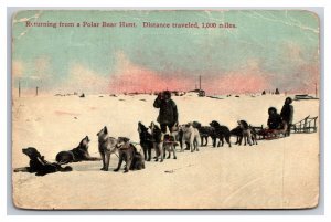 Dog Sled Team Returning From Polar Bear Hunt Yukon Alasaka AK DB Postcard H30