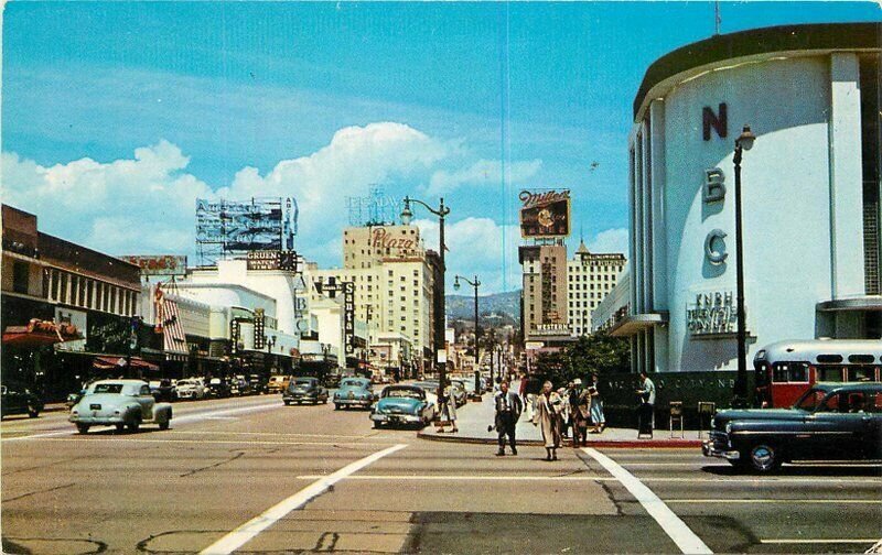 Automobile Bus Vine Sunset California Hollywood Western Postcard 21-3532