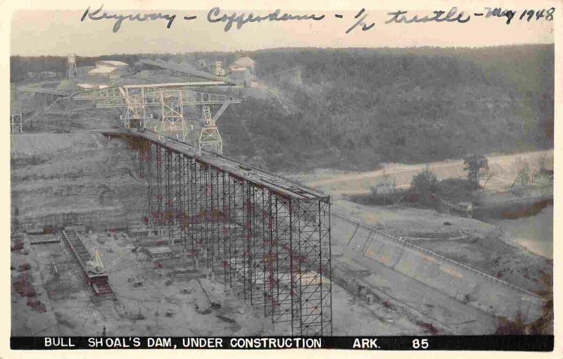 Bull Shoal Dam Under Construction Arkansas 1948 RPPC Real Photo postcard