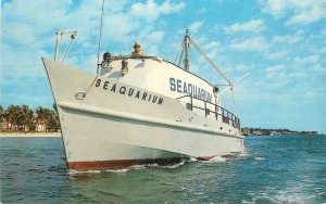 Postcard Florida Miami Seaquarium Collecting Boat 1950s Transpiration 23-1750