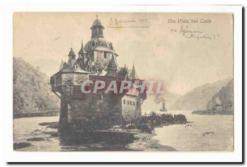 Old Postcard Die bei Caub Plaz (Napoleon)