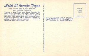 Las Vegas, Nevada HOTEL EL RANCHO VEGAS Roadside c1940s Linen Vintage Postcard