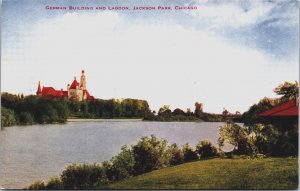 German Building And Lagoon Jackson Park Chicago Illinois Vintage Postcard C116