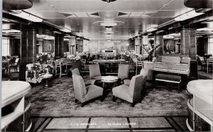 P&O 'Himalaya' Ship Multiview Steamship 1st Class Lounge Piano RPPC Postcard H27