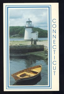 Mystic Seaport, Connecticut/CT Postcard, Lighthouse/Light, Long Island Sound