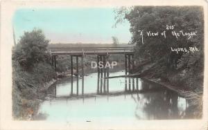 C95/ Lyons Nebraska Ne Real Photo RPPC Postcard c1920s View of the Logan Bridge