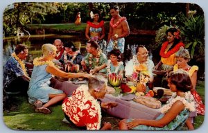 HAWAII 1964 Postcard Hawaiian Luau Feast by United Airlines