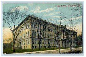 c1910's High School Building Street View Fort Wayne Indiana IN Antique Postcard