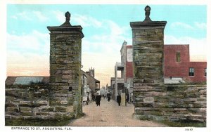 Vintage Postcard Entrance To Old City Hanging Balconies St. Augustine Florida FL