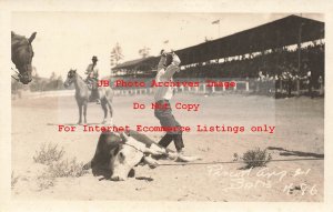 AZ, Prescott, Arizona, RPPC, 1921 Rodeo Cowboys Calf Roping