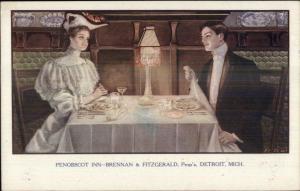 Detroit MI Penobscot Inn Brennan & Fitzgerald c1910 Postcard