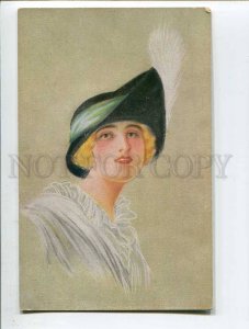 285537 ART NOUVEAU Female Head BELLE in Hat FASHION Vintage Postcard