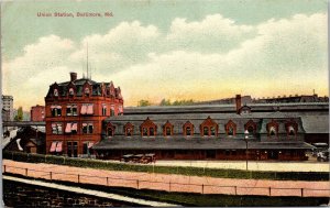 Postcard Union Railroad Train Station in Baltimore, Maryland~324