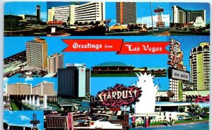 Postcard - The Strip Hotels - Greetings from Las Vegas, Nevada